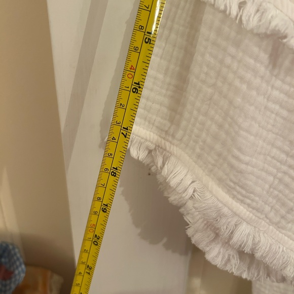 Cynthia Rowley White Textured Blouse with Fringe Accents - 3/4 sleeves. - Picture 4 of 5